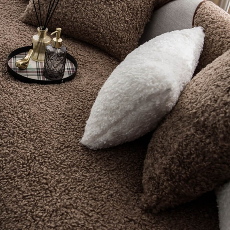 Sofa Cover Teddy Fleece Non-Slip Machine-Washable