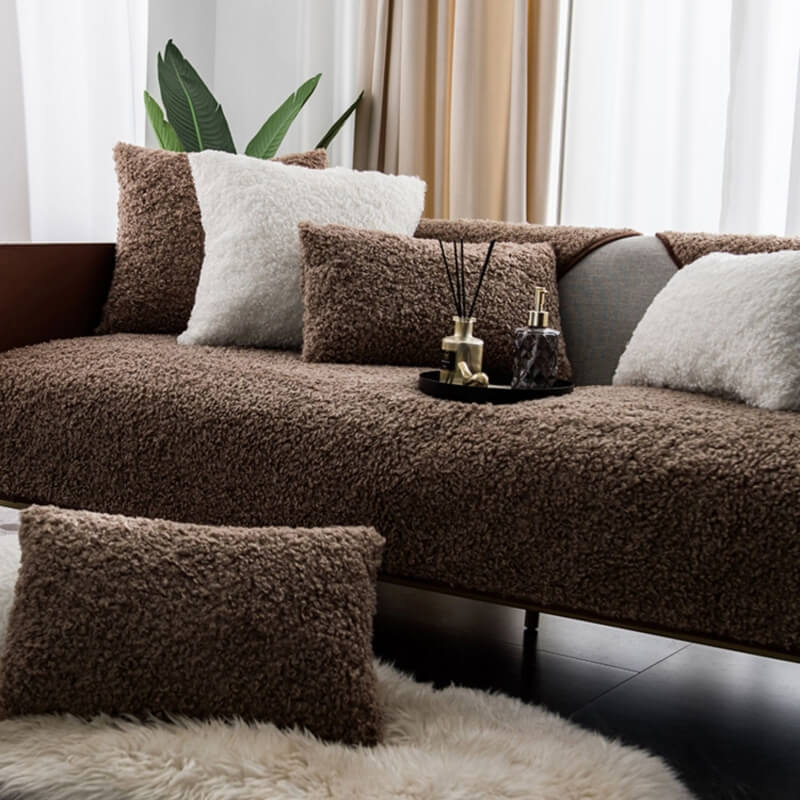 Sofa Cover Teddy Fleece Non-Slip Machine-Washable