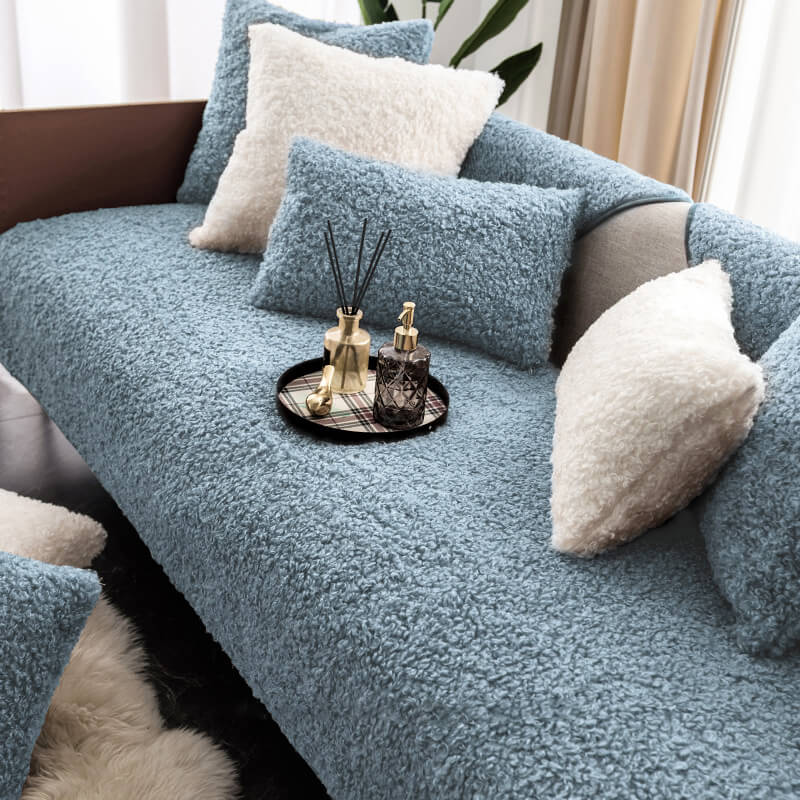 Sofa Cover Teddy Fleece Non-Slip Machine-Washable