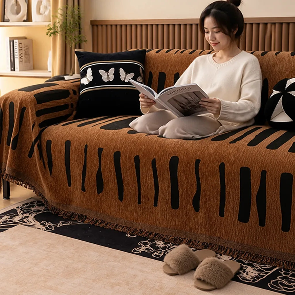 Sofa Cover Tribal Chenille Microfiber Machine Washable