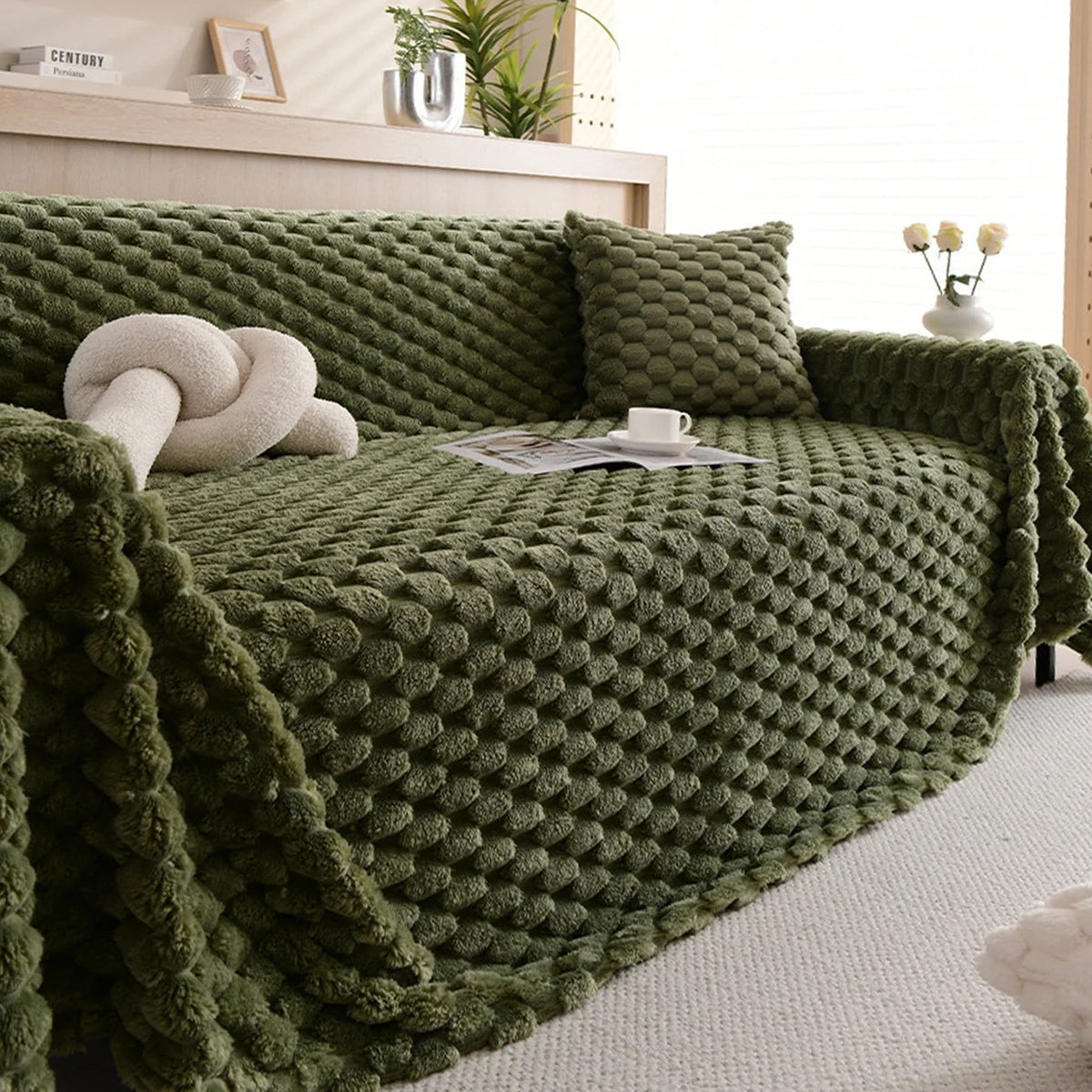 Sofa Cover Woven Machine Washable Pet Hair & Scratch Protection