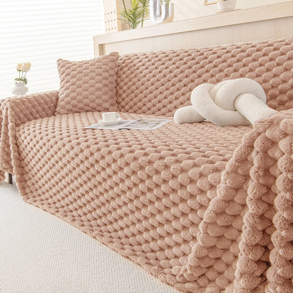 Sofa Cover Woven Machine Washable Pet Hair & Scratch Protection