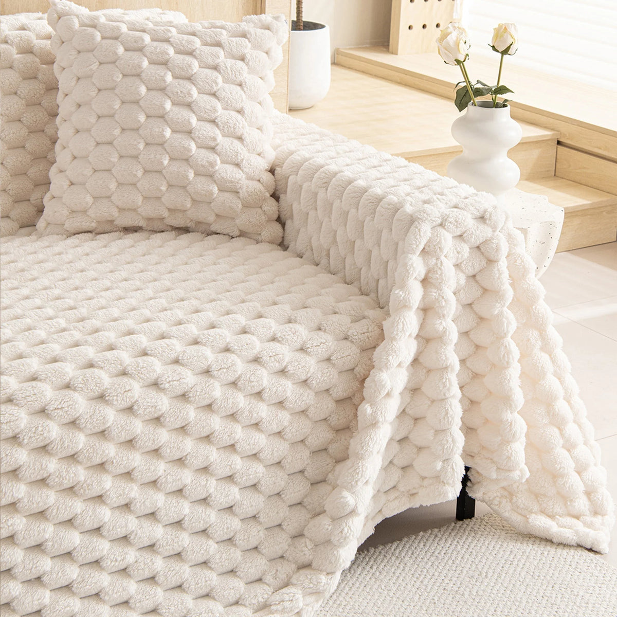 Sofa Cover Woven Machine Washable Pet Hair & Scratch Protection