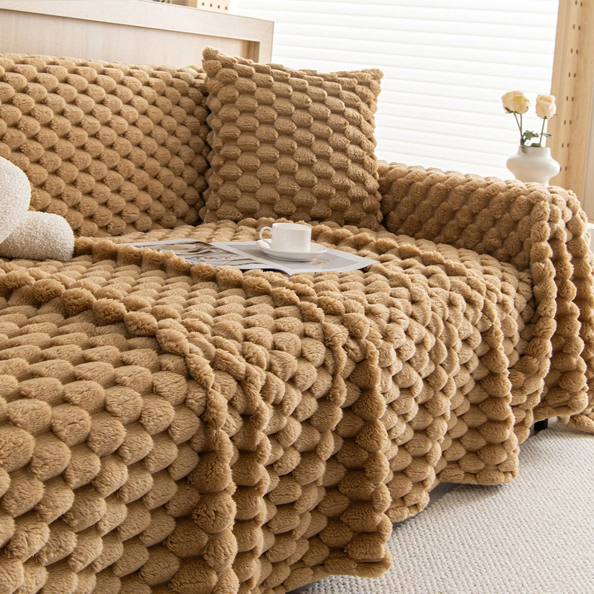 Sofa Cover Woven Machine Washable Pet Hair & Scratch Protection