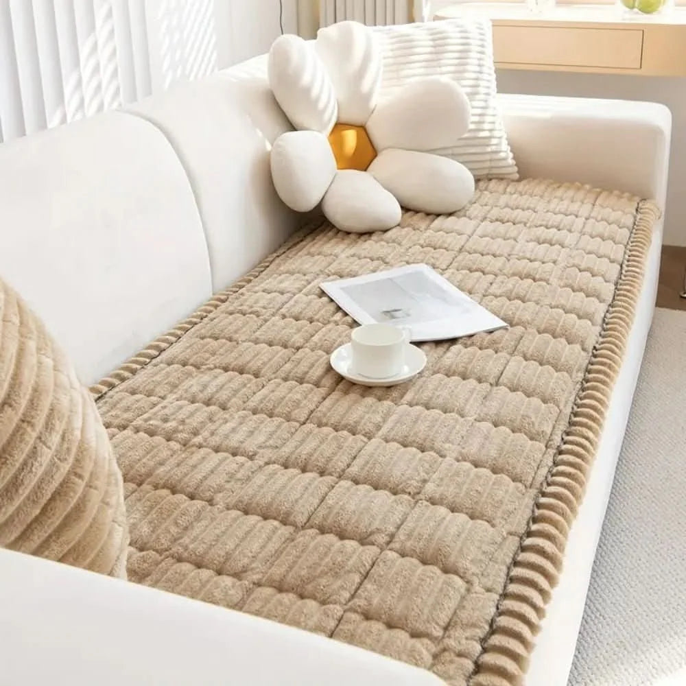 Sofa Seat Cover Plush Quilted Non-Slip Stretch Fit