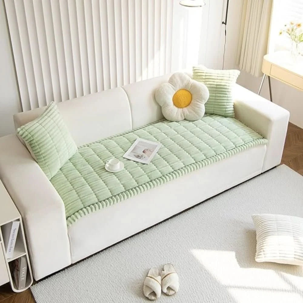 Sofa Seat Cover Plush Quilted Non-Slip Stretch Fit