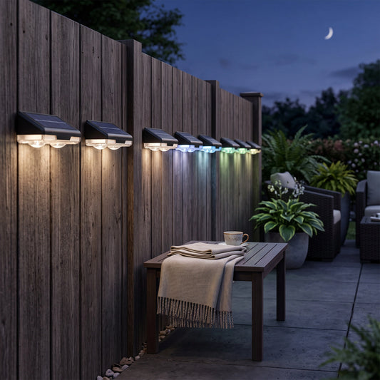 Solar Fence Lights Multicolor Dusk Sensor Set of 8