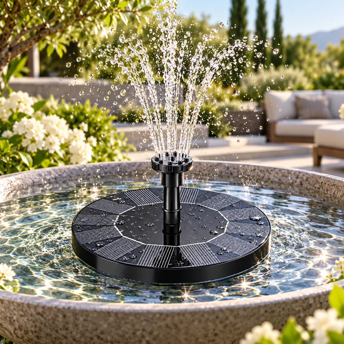 Solar Fountain Pump Floating Solar-Powered Interchangeable Heads