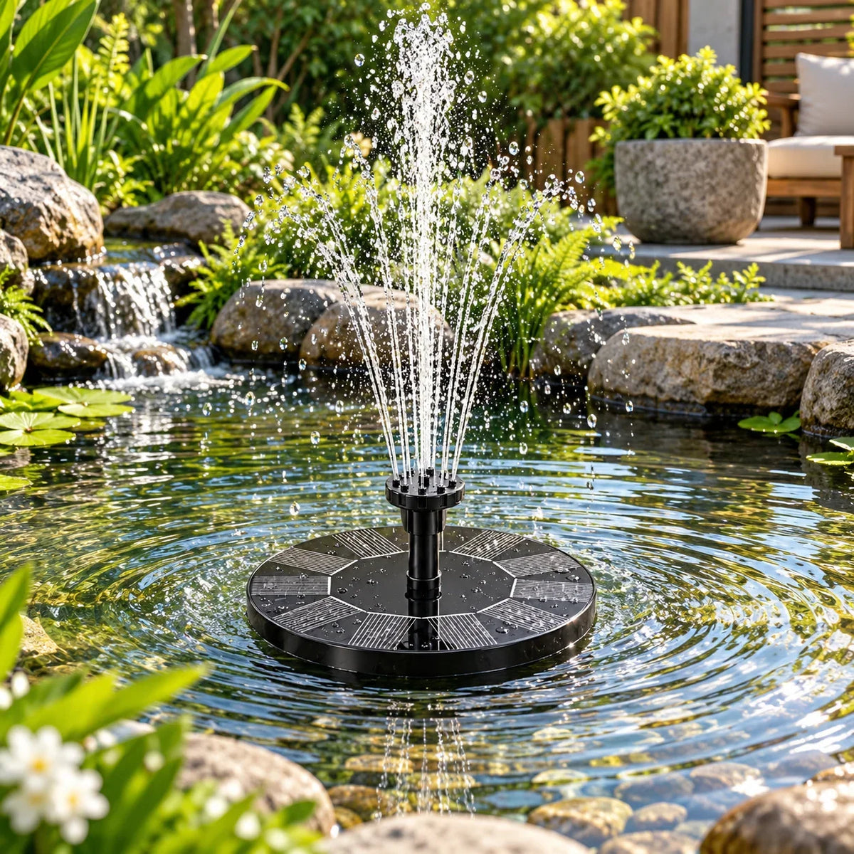 Solar Fountain Pump Floating Solar-Powered Interchangeable Heads