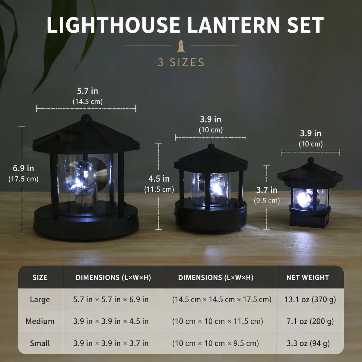 Solar Garden Light Dual Panel Rotating Beacon Automatic Dusk Activation