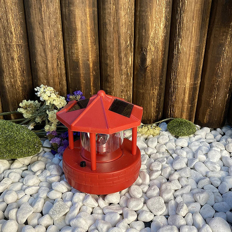 Solar Garden Light Lighthouse Design 360-Degree Rotating Weather-Resistant