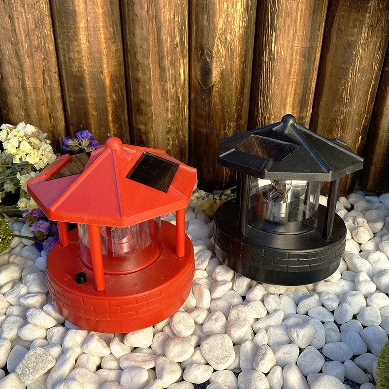 Solar Garden Light Lighthouse Design 360-Degree Rotating Weather-Resistant