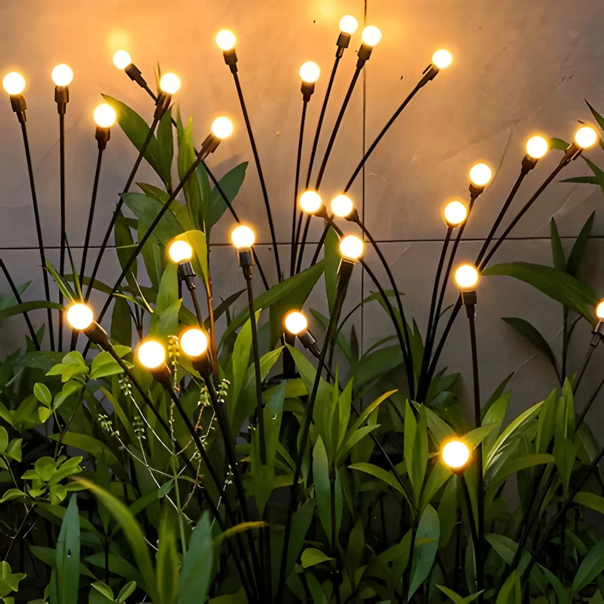 Solar Garden Lights Firefly Warm Glow Automatic Dusk Sensor