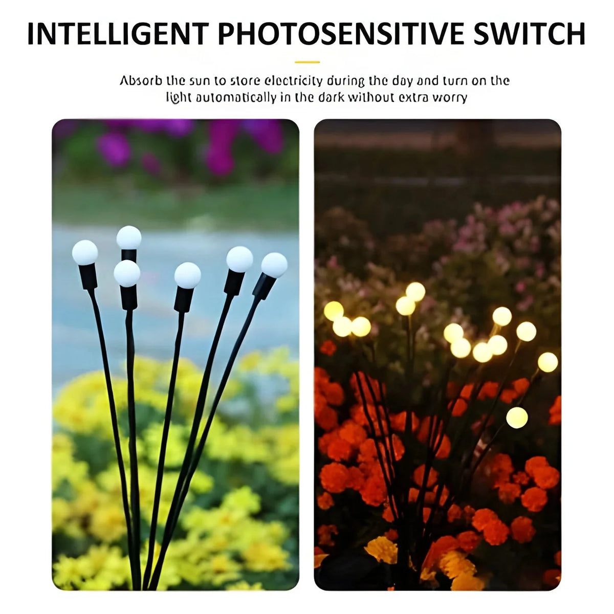 Solar Garden Lights Firefly Warm Glow Automatic Dusk Sensor