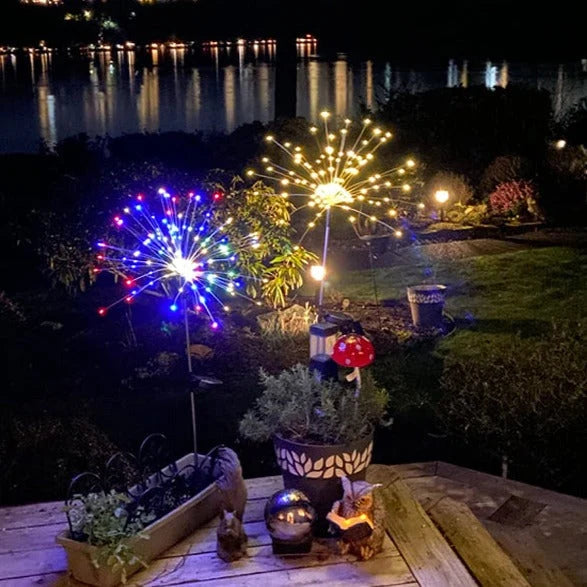 Solar Garden Lights Firework Design Solar-Powered Weatherproof