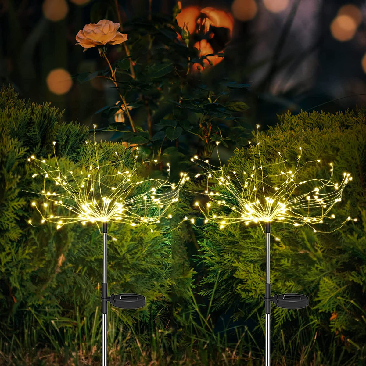 Solar Garden Lights Firework Design Solar-Powered Weatherproof