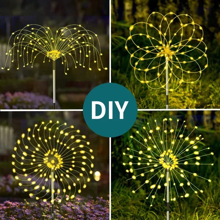 Solar Garden Lights Firework Design Solar-Powered Weatherproof