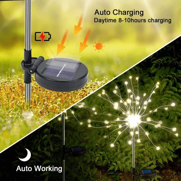 Solar Garden Lights Firework Design Solar-Powered Weatherproof