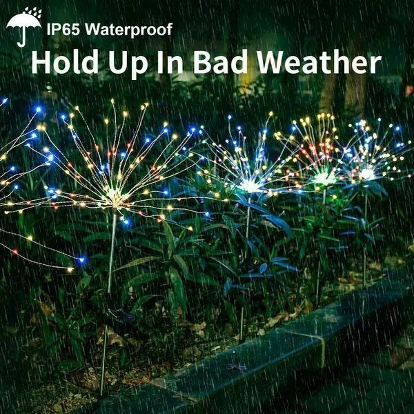 Solar Garden Lights Firework Design Solar-Powered Weatherproof