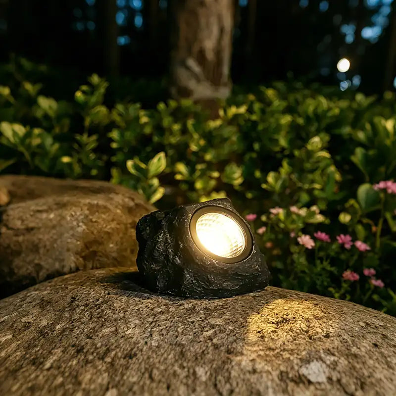 Solar Garden Spotlights Stone-Look Automatic Dusk Sensor IP65 Waterproof