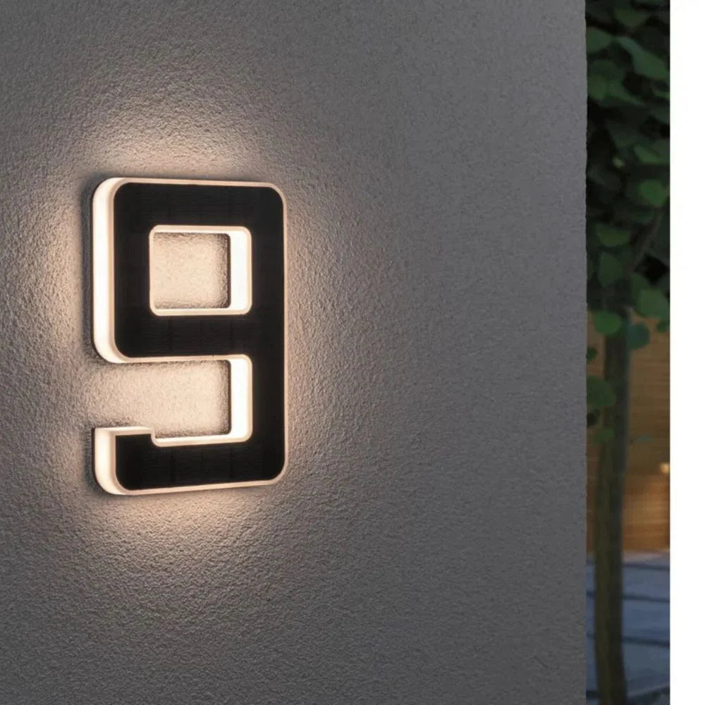 Solar House Number Warm White LED Weatherproof Automatic Dusk Sensor