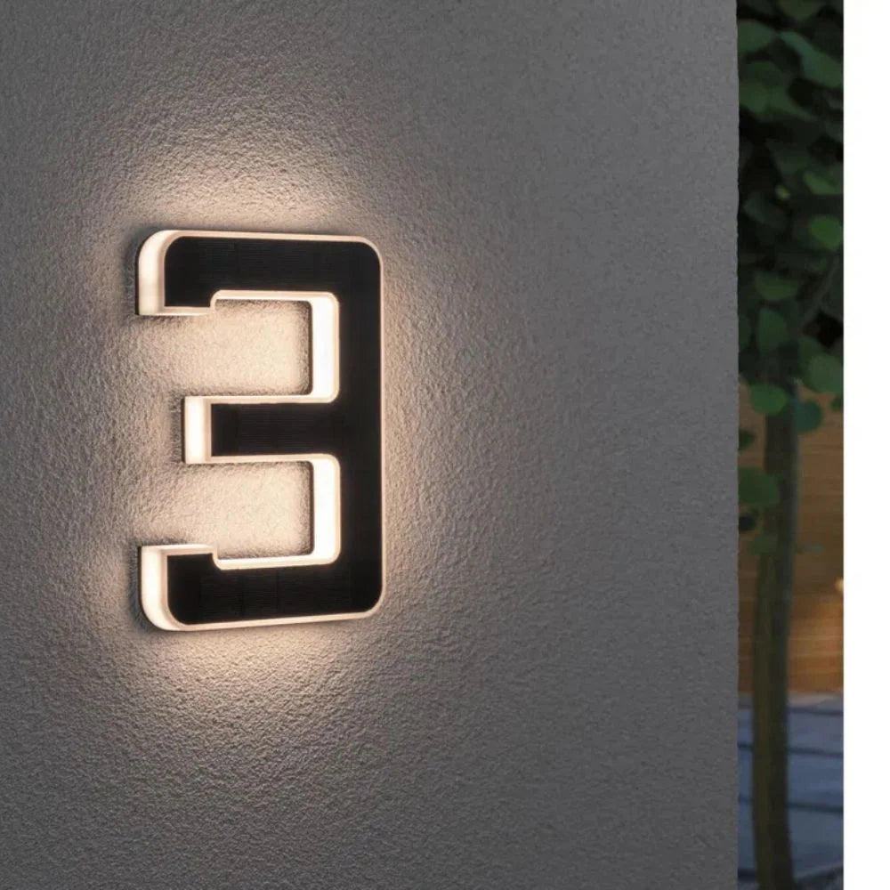 Solar House Number Warm White LED Weatherproof Automatic Dusk Sensor