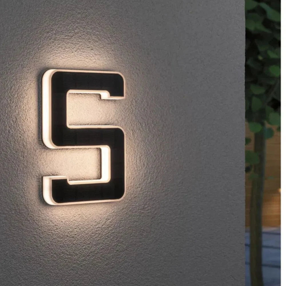 Solar House Number Warm White LED Weatherproof Automatic Dusk Sensor