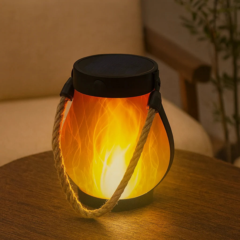 Solar Lantern Flickering Flame Waterproof Dual Charging
