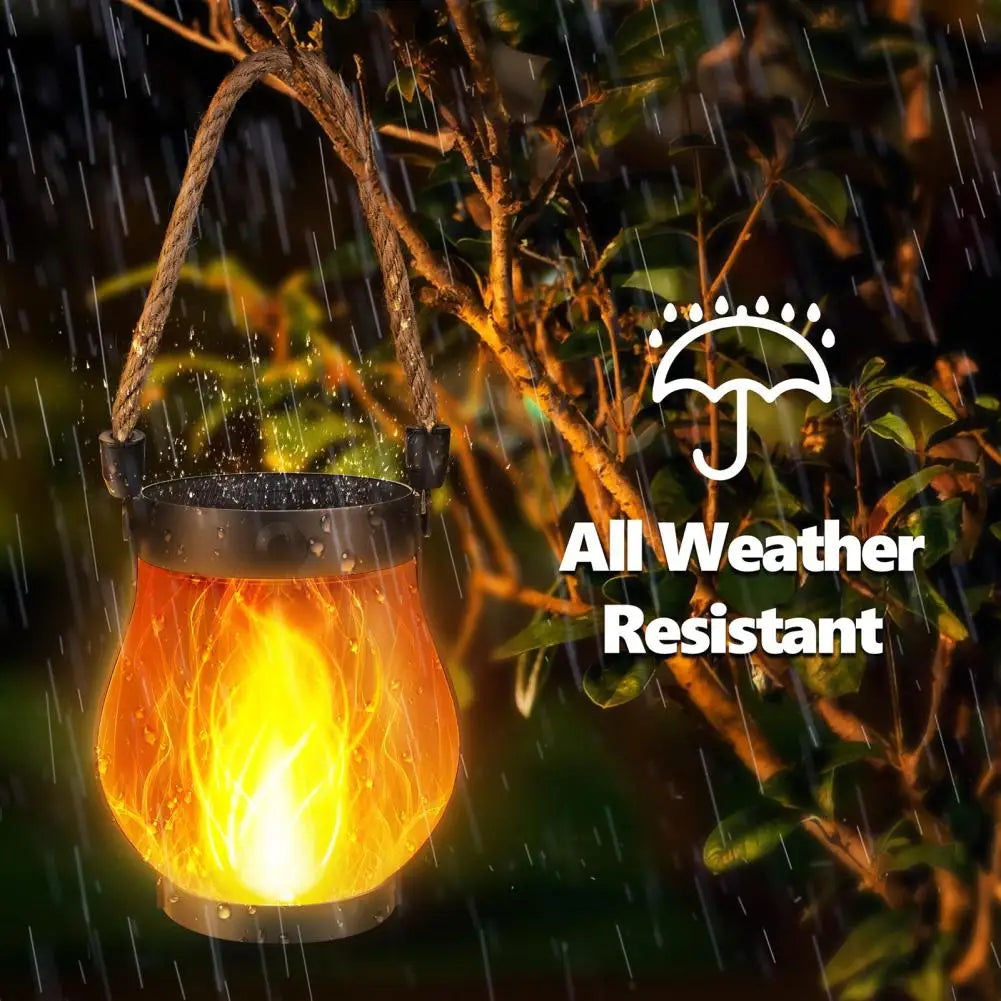 Solar Lantern Flickering Flame Waterproof Dual Charging
