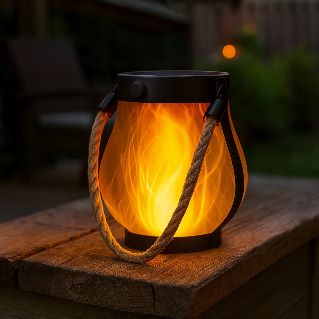Solar Lantern Flickering Flame Waterproof Dual Charging