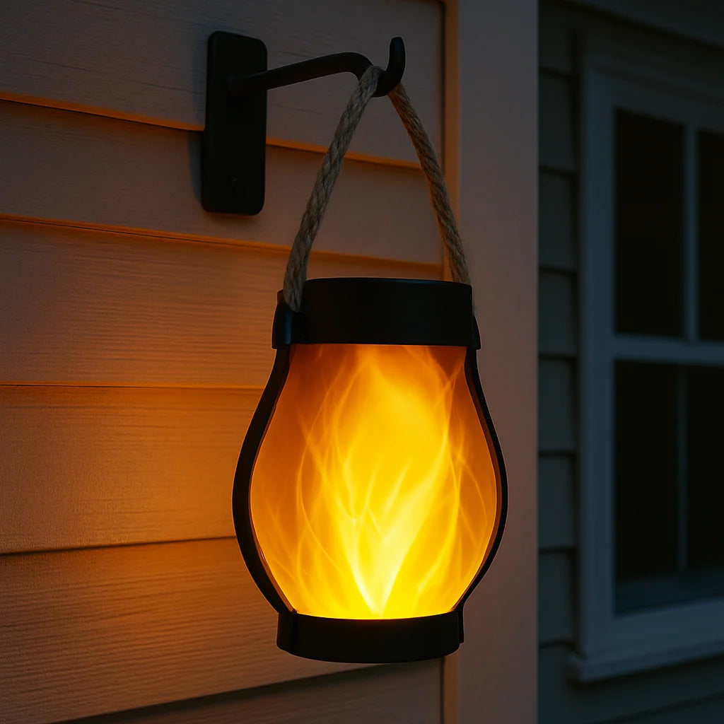 Solar Lantern Flickering Flame Waterproof Dual Charging