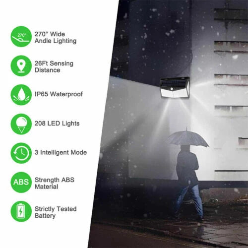 Solar Motion Sensor Light Motion-Activated Three Lighting Modes Weather-Resistant