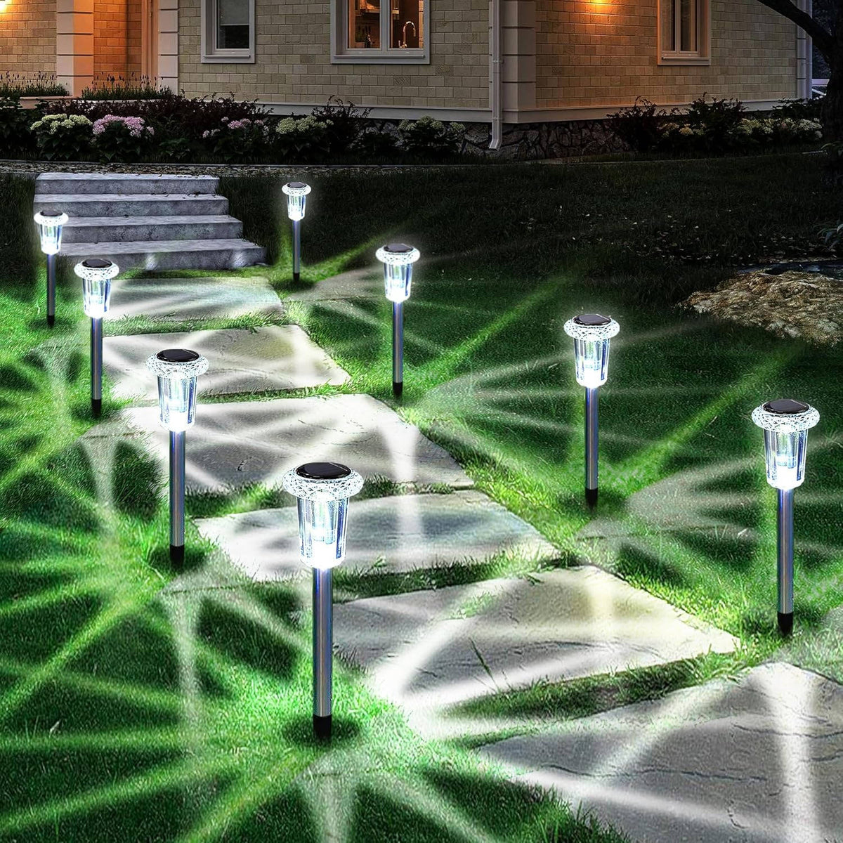 Solar Pathway Lights Dusk-to-Dawn Set of 10