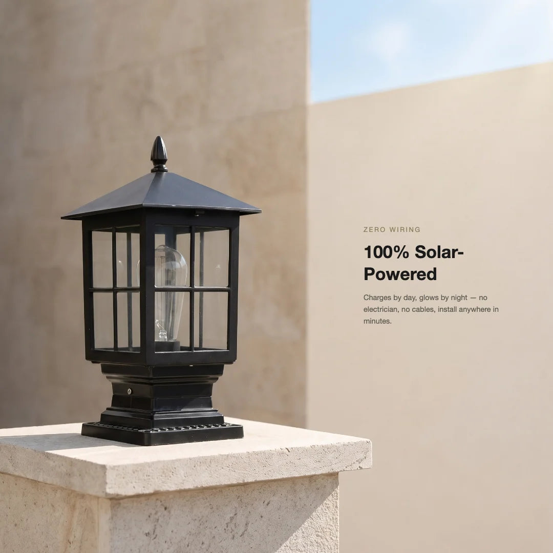 Solar Post Light Solar-Powered Dusk-to-Dawn Sensor IP65