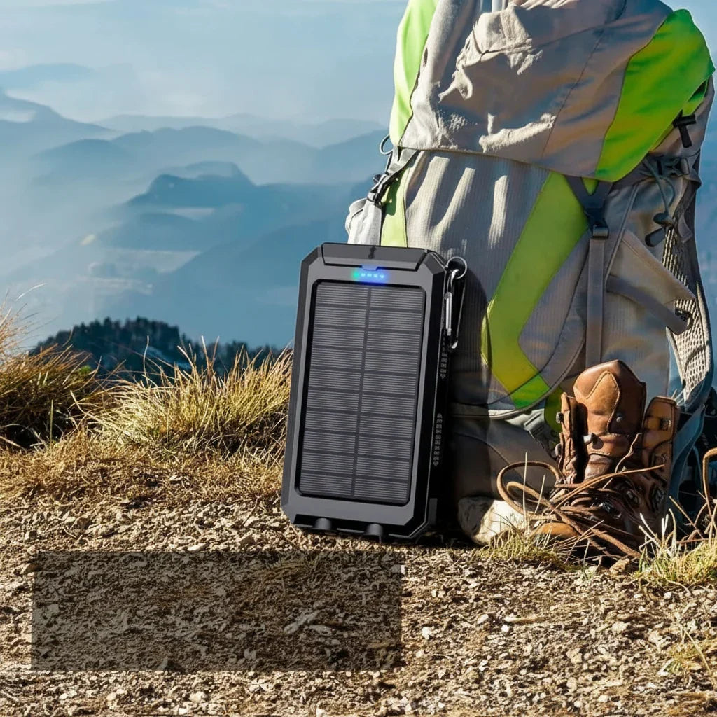 Solar Power Bank 10,000mAh Dual USB LED Flashlight