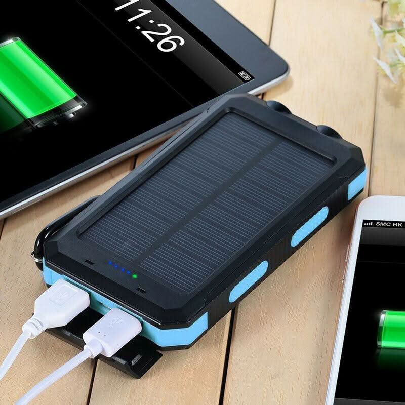 Solar Power Bank 10,000mAh Dual USB LED Flashlight