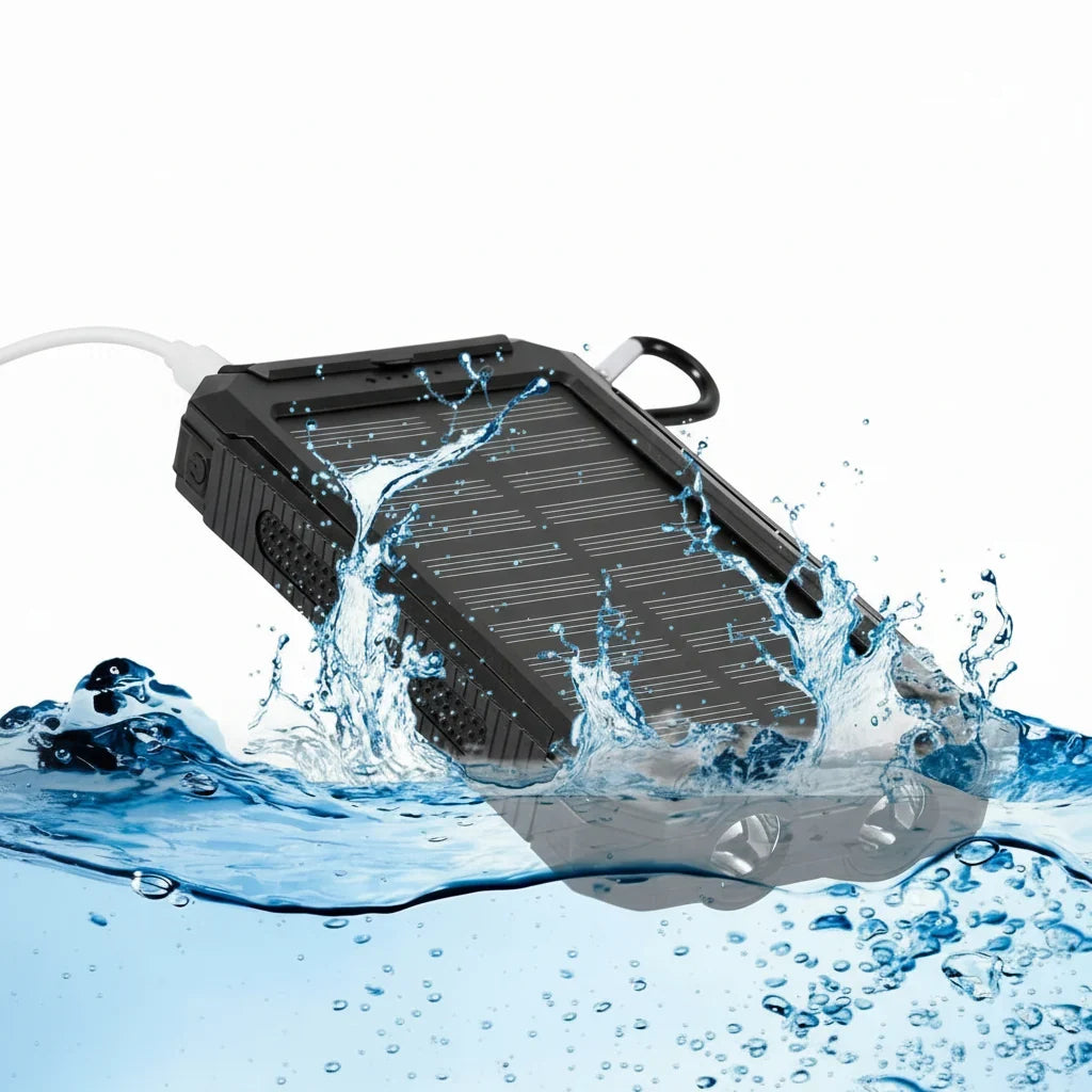 Solar Power Bank 10,000mAh Dual USB LED Flashlight
