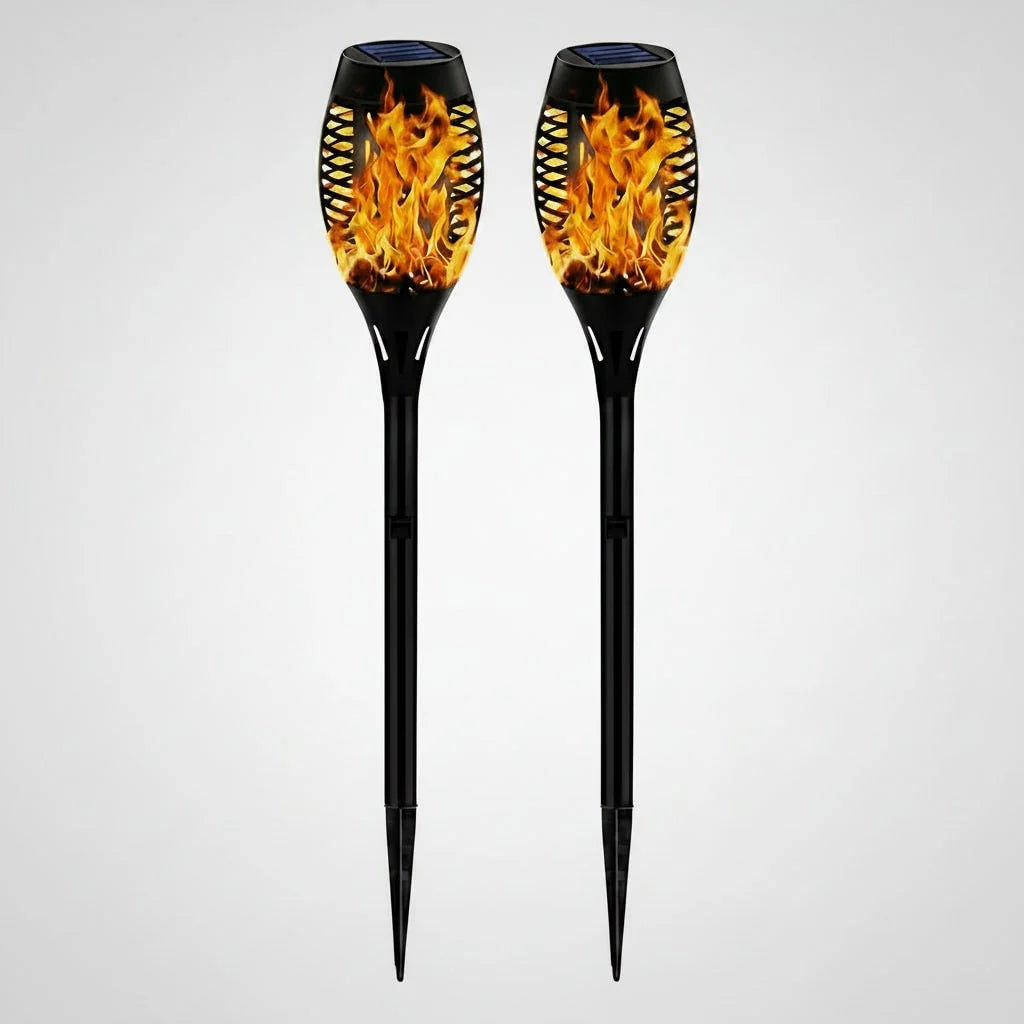 Solar Torch Lights Flickering Flame Weatherproof