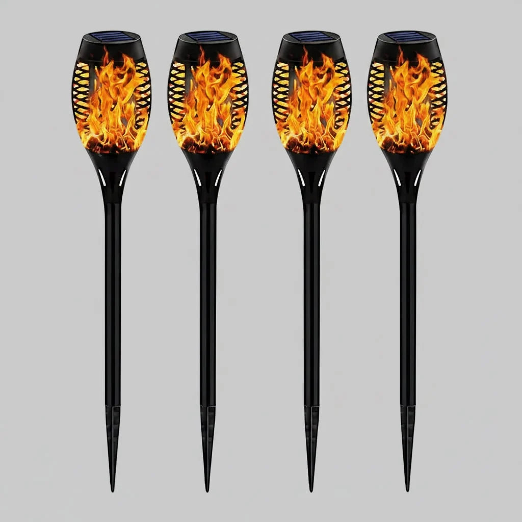 Solar Torch Lights Flickering Flame Weatherproof
