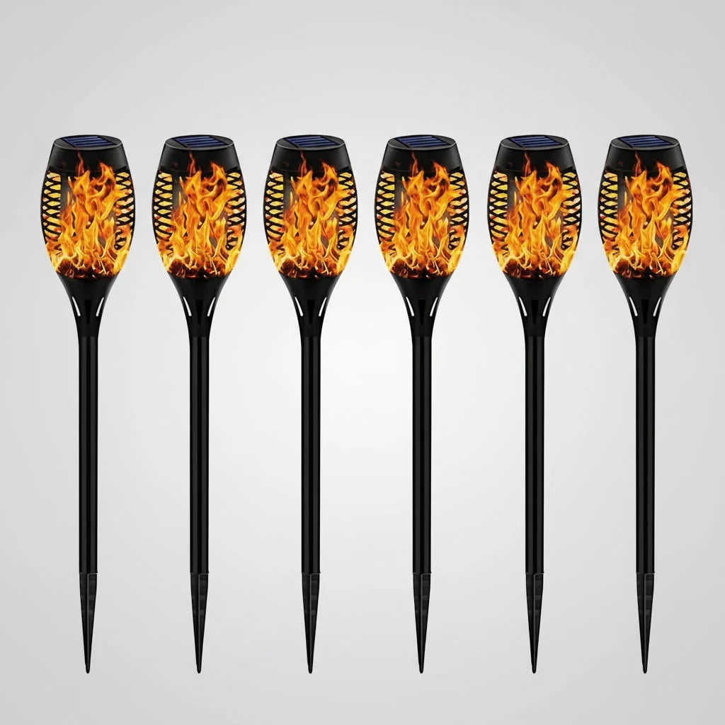 Solar Torch Lights Flickering Flame Weatherproof