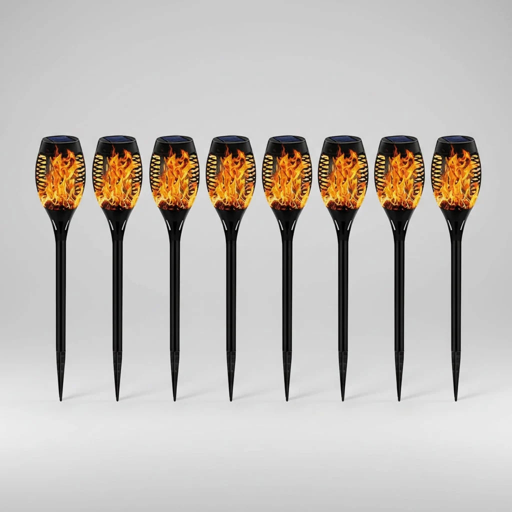 Solar Torch Lights Flickering Flame Weatherproof