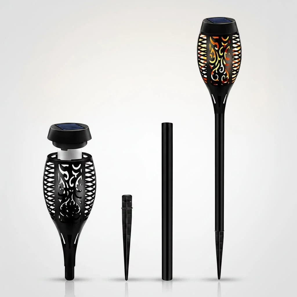 Solar Torch Lights Flickering Flame Weatherproof
