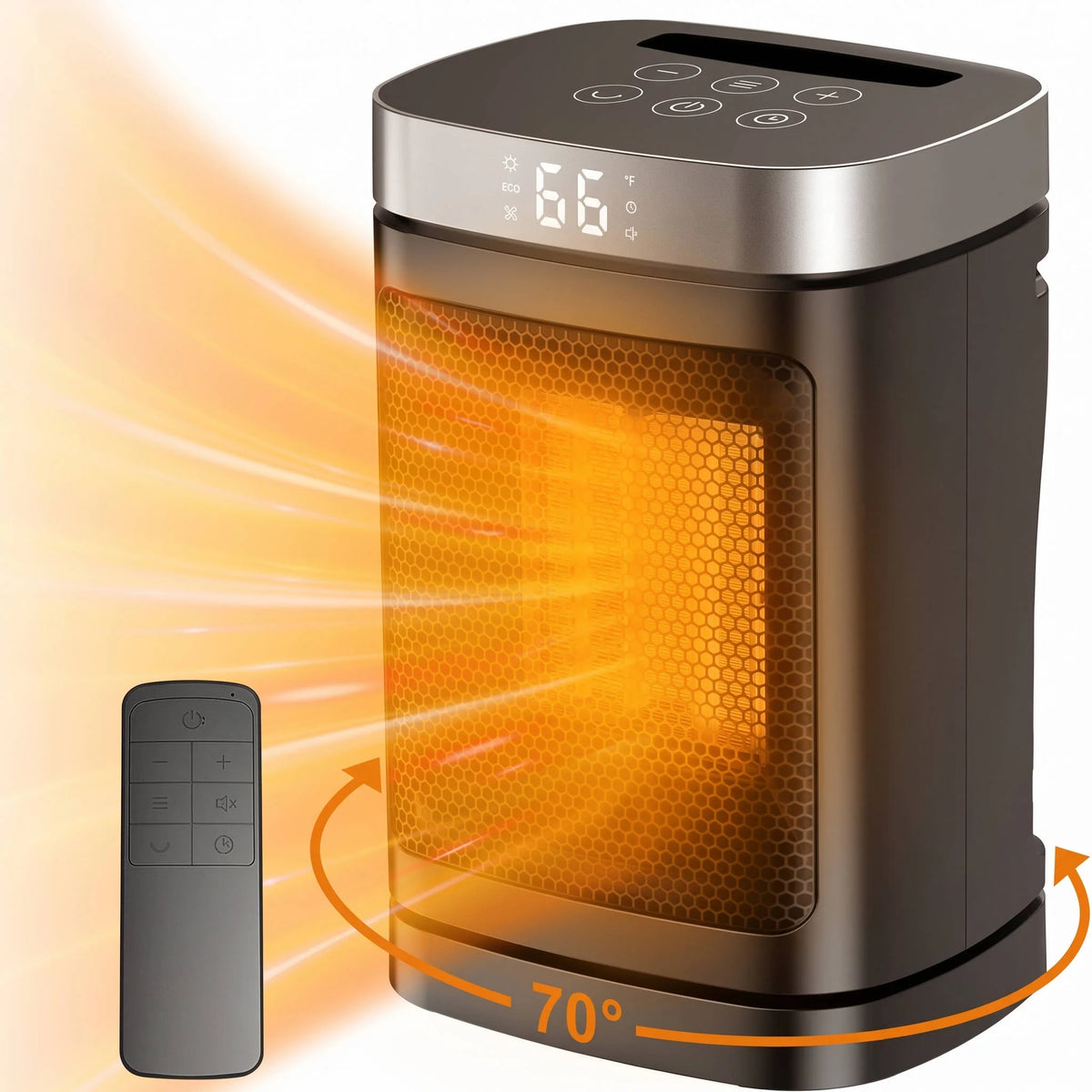 Space Heater 1500W Ceramic 70° Oscillation Remote Control