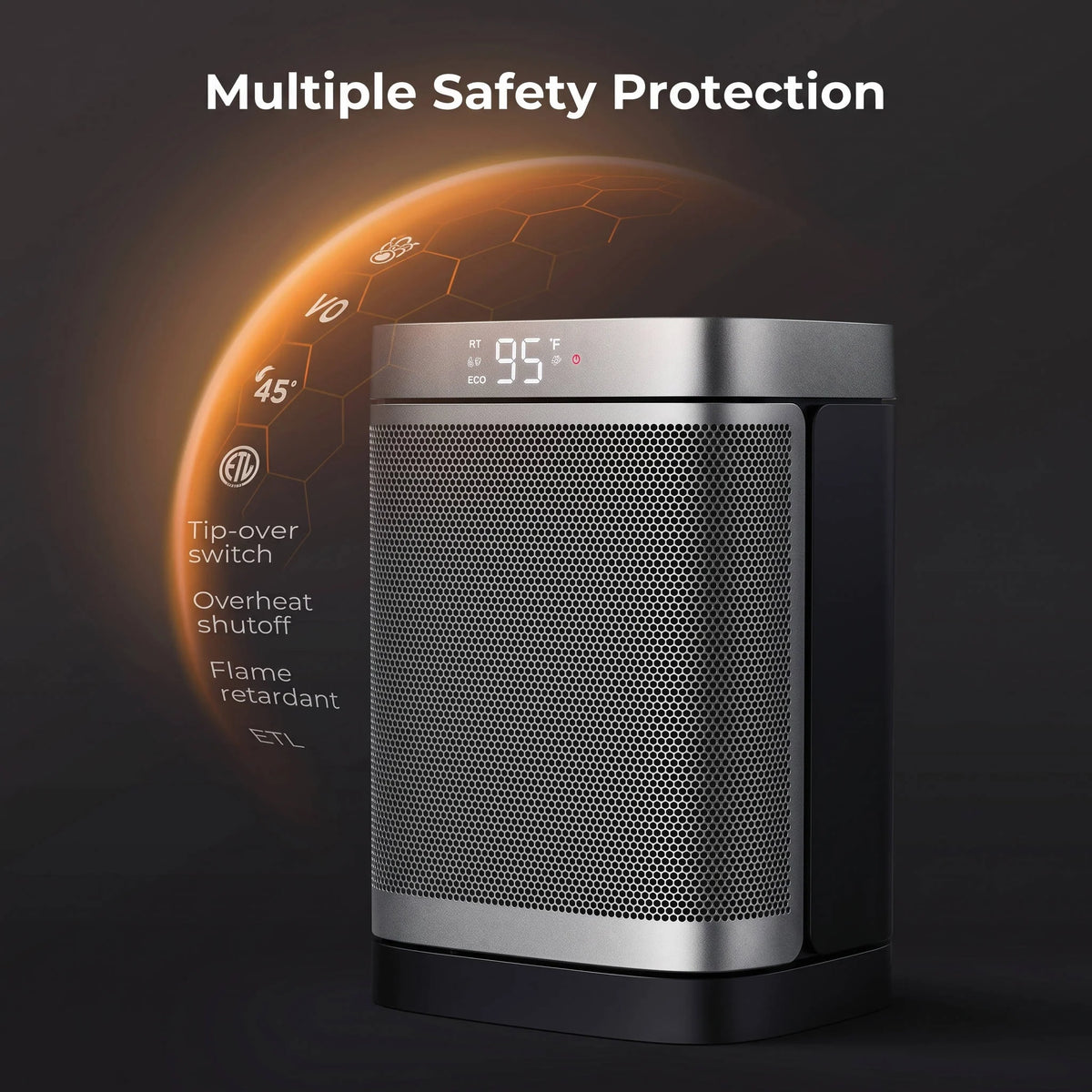 Space Heater 1500W Ceramic 70° Oscillation Remote Control