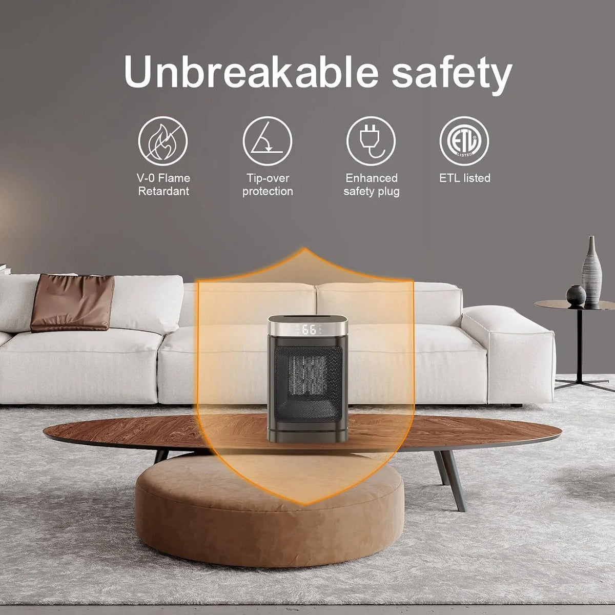 Space Heater 1500W Ceramic 70° Oscillation Remote Control