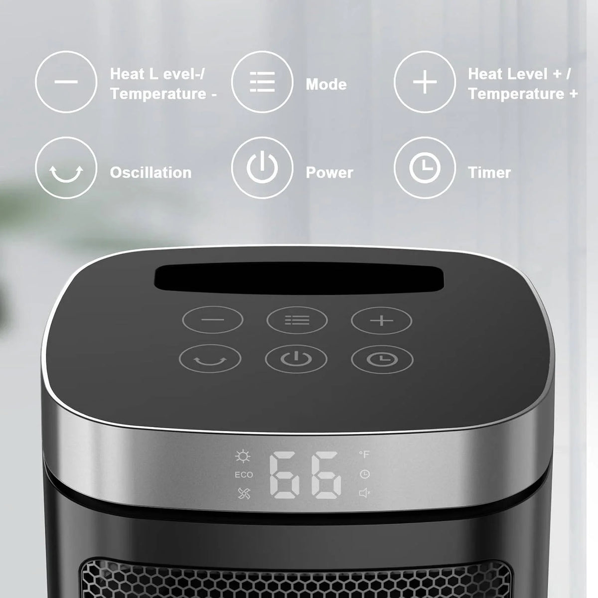 Space Heater 1500W Ceramic 70° Oscillation Remote Control