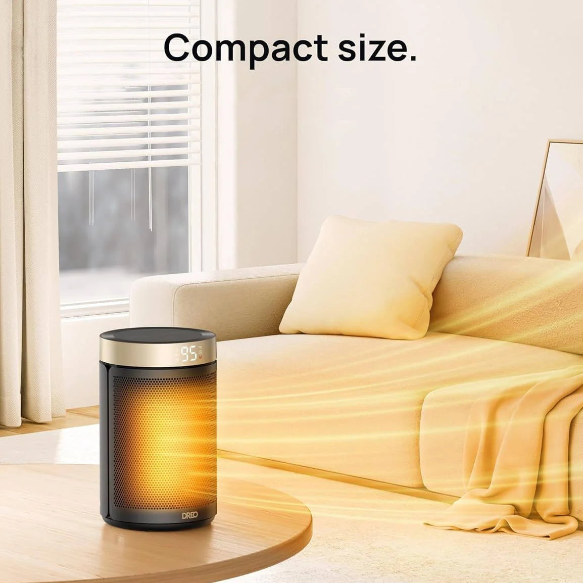 Space Heater Adjustable Thermostat Tip-Over & Overheat Protection