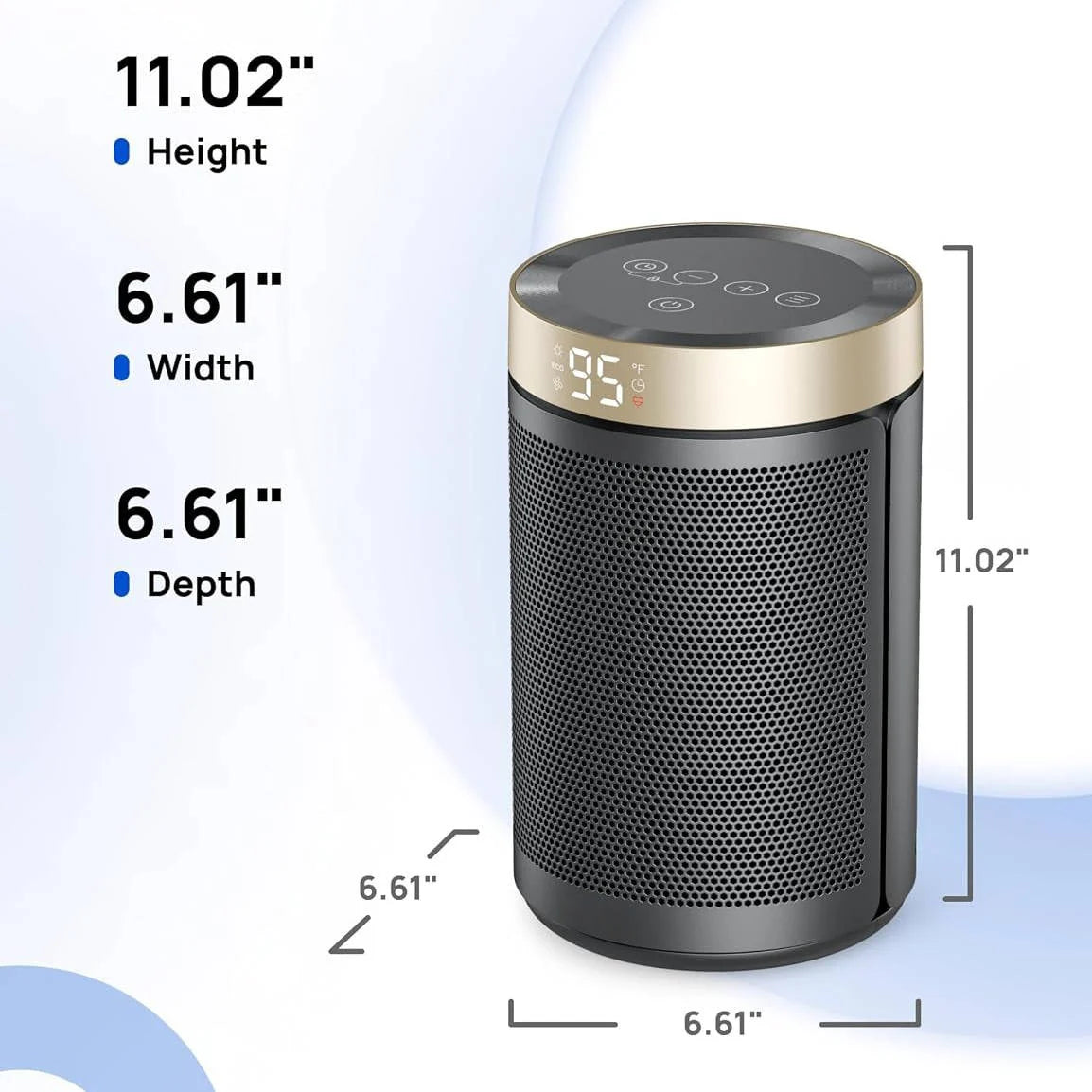 Space Heater Adjustable Thermostat Tip-Over & Overheat Protection