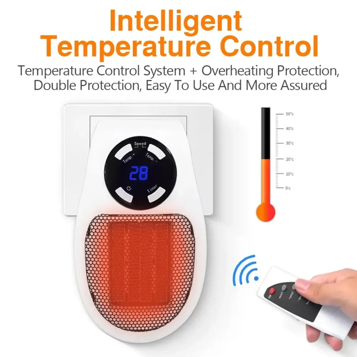 Space Heater Compact Tip-Over & Overheat Shutoff