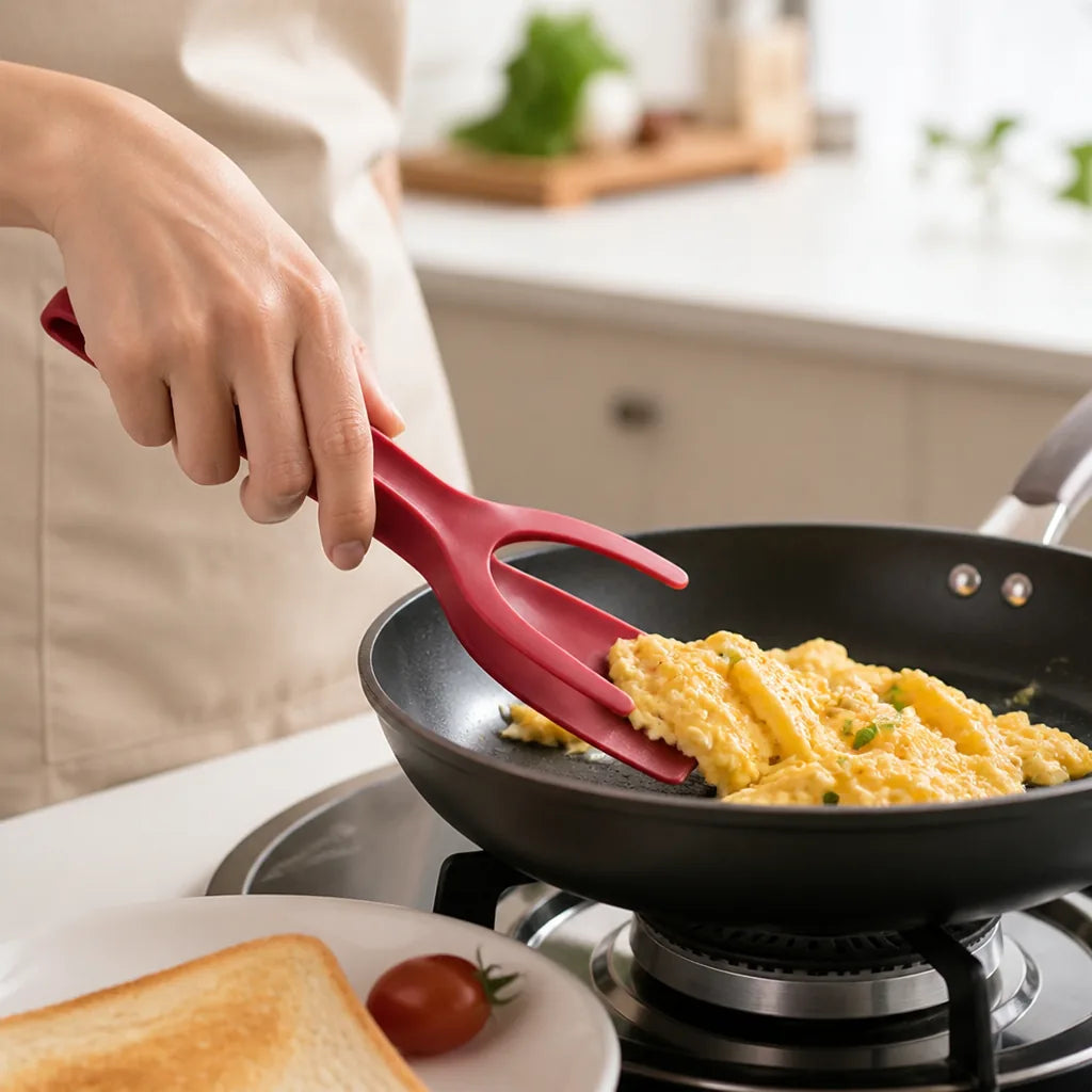 Spatula & Tongs 2-In-1 Non-Stick Space-Saving